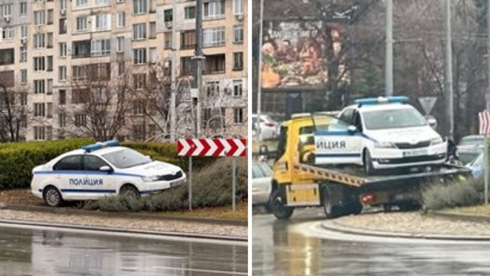 Патрулка кацна на тревата в София