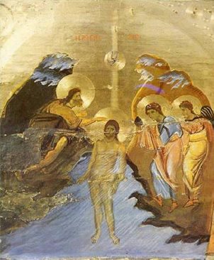 Кръщение Господне.
Икона от XII в., манастира "Св. Екатерина" в Синай