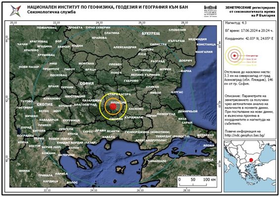 Земетресението бе усетено доста силно в Пловдив.