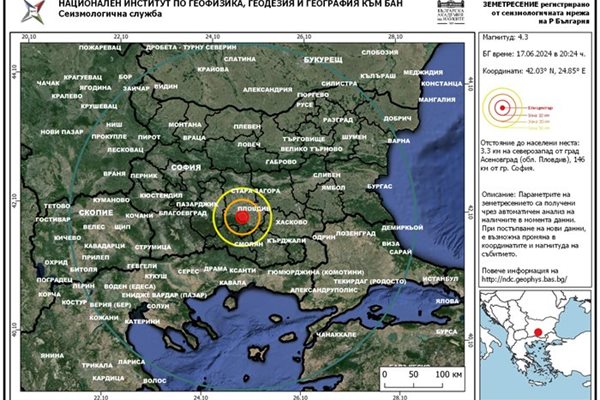 Земетресението бе усетено доста силно в Пловдив.