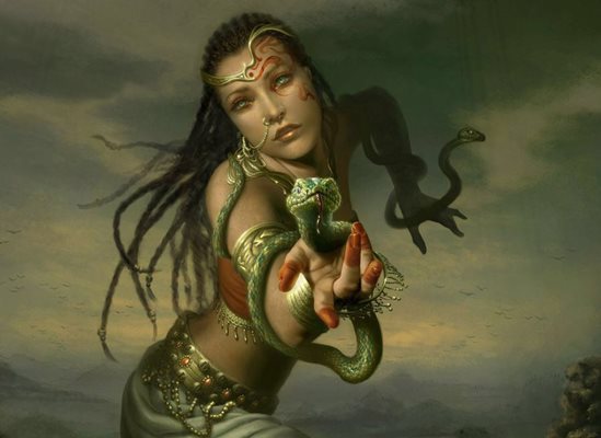Рисунка на Лилит, митичната първа жена, със змията  на познанието.