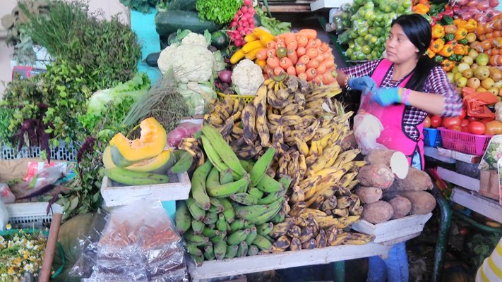 На пазара в Риобамба имаше богато разнообразие от плодове и зеленчуци.