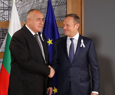 Бойко Борисов и Доналд Туск на среща в Брюксел СНИМКИ: пресслужба на кабинета