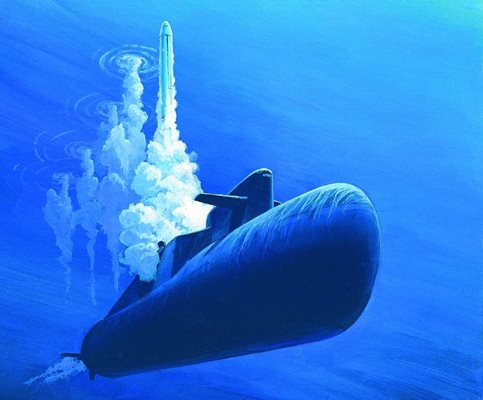 Възстановка на подводно изстрелване от движение на ракета при операция "Хипопотам" на руска ядрена подводница "Юрий Долгорукий"