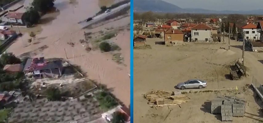 Kадри от дрон - Каравелово половин година след наводненията Кадър: БНТ