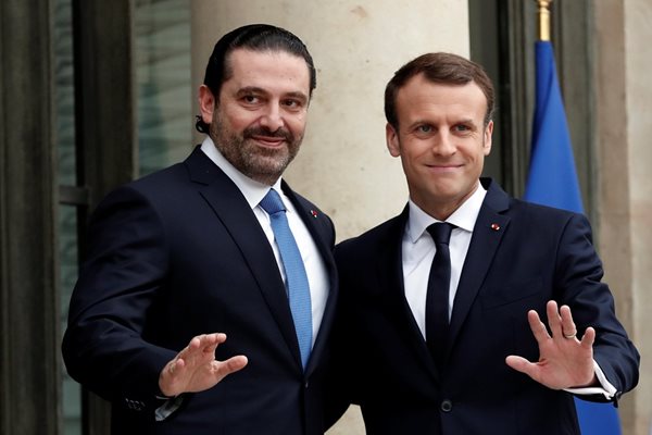 Френският президент Еманюел Макрон прие ливанския премиер Саад Харири в Елисейския дворец  СНИМКА: Ройтерс