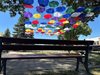 Арт инсталация от цветни чадъри в Костинброд