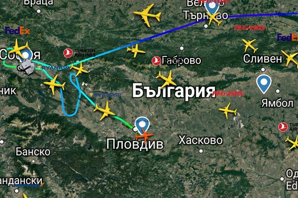 Поради силния вятър в София, кацащите самолети се отклоняват към Пловдив
Снимка: Meteo Balkans.