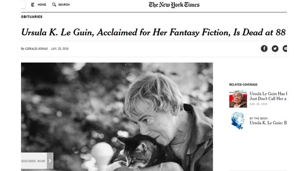 Урсула Ле Гуин Факсимиле: The New York Times