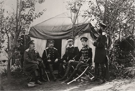 Батенберг при палатката на ген. Гурко край Велико Търново по време на Руско-турската война (1877-1878 г.)