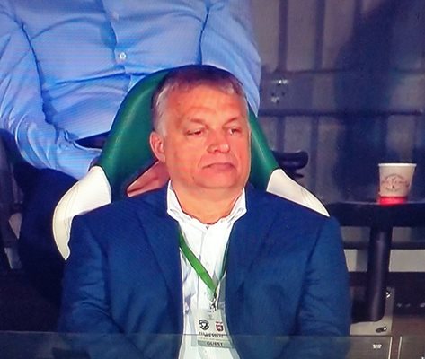 Виктор Орбан на стадиона в Разград през 2018 г. Снимка: тв екран