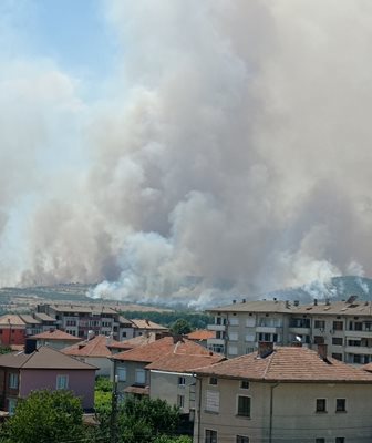 Гъстият дим се стеле в цялата околност на град Баня. Снимка: Фейсбук/Nadejda Kovaheva