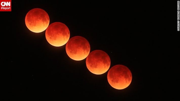 Фазите на  кървавата Луна над Флорида  Снимка: Си Ен Ен