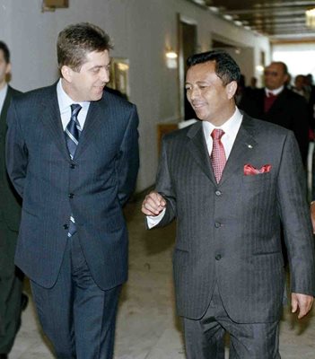 Първанов с президента на Мадагаскар по време на визитата му у нас.