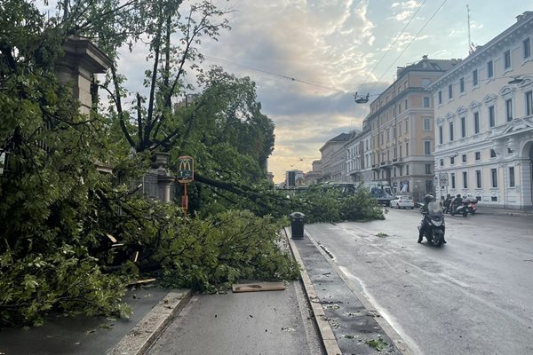 Последиците от опустошителната буря в Милано Снимка: Туитър