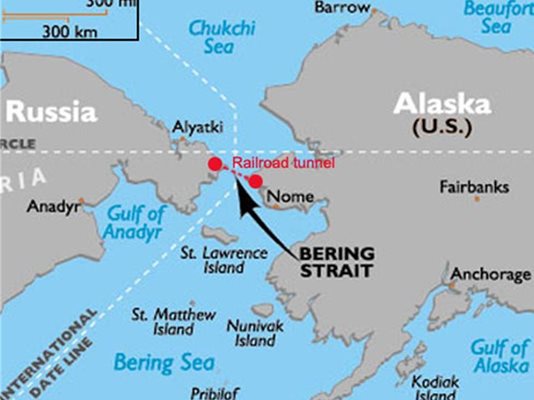 Тунелът под Беринговия проток ще свърже руска Чукотка и американска Аляска.