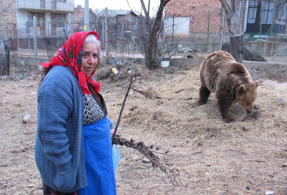 Пенка и мечката Станка - минути преди раздялата им.