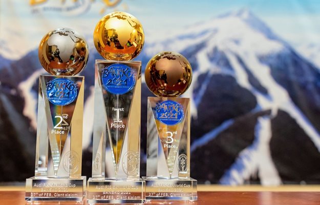 Това са специалните купи, които ще получат победителите в двата гигантски слалома за световната купа в Банско.

СНИМКА: БФ СКИ