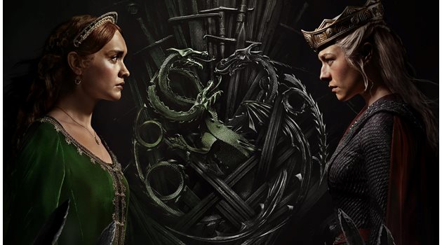 В “Домът на дракона” Оливия Кук и Ема Д'Арси се изправят една срещу друга в безмилостна битка на кралиците Алисент и Ренира.