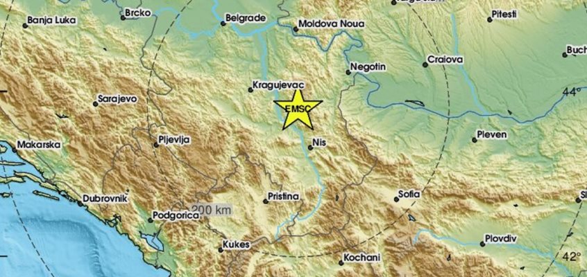 Земетресение с магнитуд 3,9 удари Сърбия  СНИМКА: Европейския средиземноморски сеизмологичен център