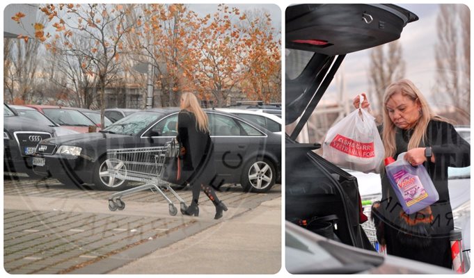 Вдовицата на Митко Цонев пълни багажника с покупки (Папарашки снимки)
