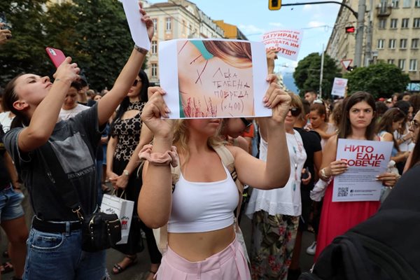 Много от протестиращите бяха с плакати "Лека телесна повреда"