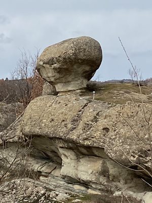 Скално образувание Гъбата край пътя за Златоград, в посока с. Добромирци, на около 1 км от с. Бенковски. Вижда се добре от пътя (от дясната страна). Разположено е пред внушителния скален комплекс, известен още като Каменния град. Изваяно е от природата в пясъчници. Има височина 2 м, а гуглата е с диаметър 3 м.