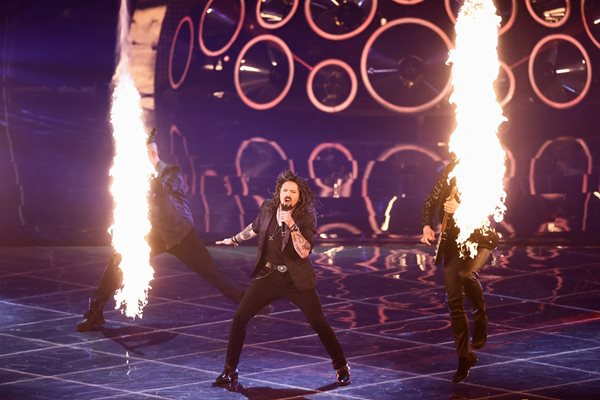 Българската група Intelligent Music Project излезе тази вечер под номер 7 на първия полуфинал на Евровизия и взриви публиката със своето изпълнение. СНИМКА: РОЙТЕРС