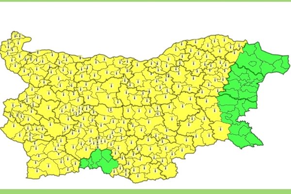 Карта на опасното време на НИМХ за днес