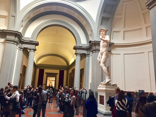 Много туристи влизат в Академията, само за да видят скулптурата на гения