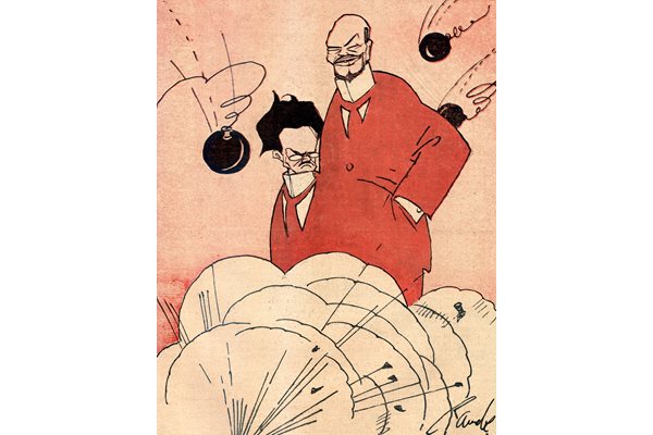 Ленин и Троцки. Карикатура от Райко Алексиев