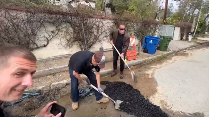 (Видео) Властите погват Арнолд Шварценегер за ремонт на улица