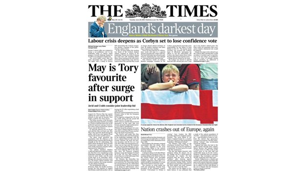 "Най-мрачният ден за Англия", категорични са авторите на "Таймс".