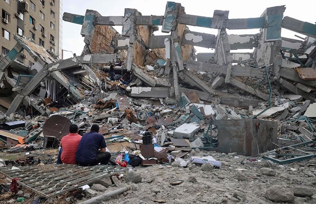 Разрушена сграда в Газа. СНИМКА: РАДИО КИТАЙ