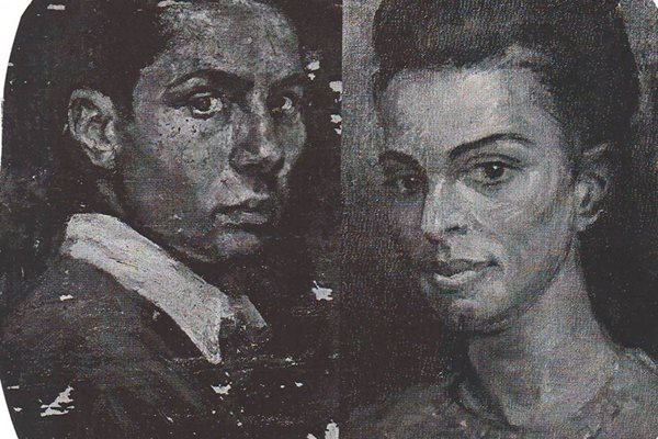 Две от картините на художника Никола Гюзелев - автопортрет и портрет на Анна-Мария