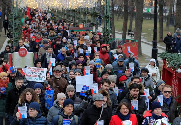 Днес в Москва имаш протест и срещу констутуционните реформи, предложени от президента Путин Снимка: Ройтерс