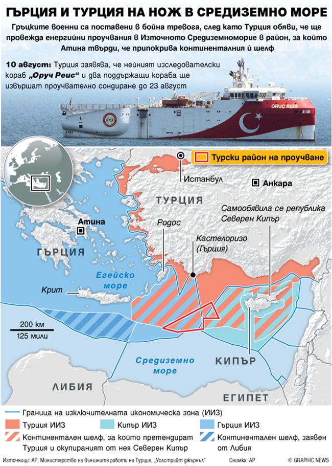 Турция и Гърция на нож в Средиземно море (Инфографика) - 24chasa.bg