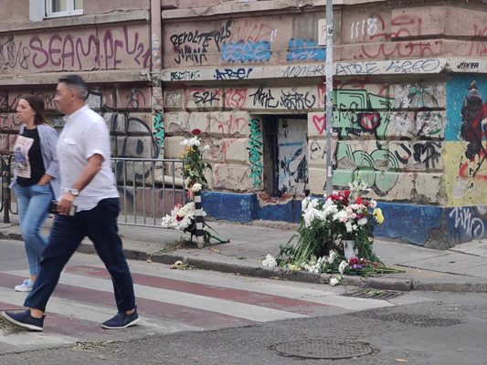 Цветя на пешеходната пътека, на която пиян шофьор уби 15-годишо момче в София
Снимка: Георги Кюрпанов - Генк