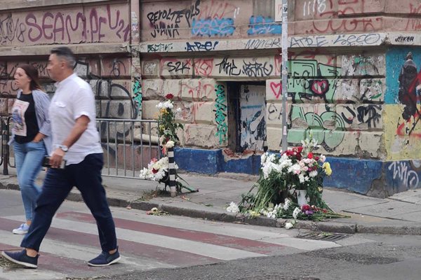Цветя на пешеходната пътека, на която пиян шофьор уби 15-годишо момче в София
Снимка: Георги Кюрпанов - Генк