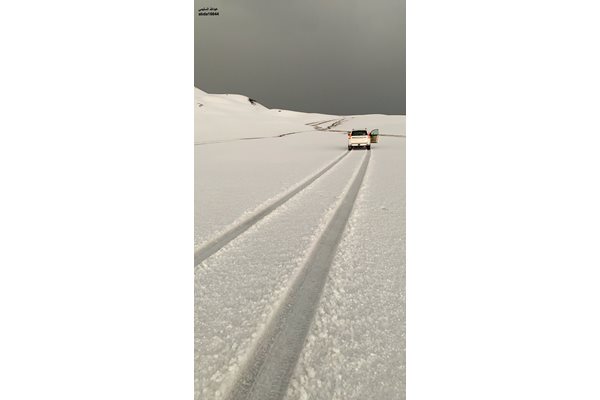 Части в йжната част на Саудитска Арабия бяха покрити със сняг през последните дни Снимки: Туитър