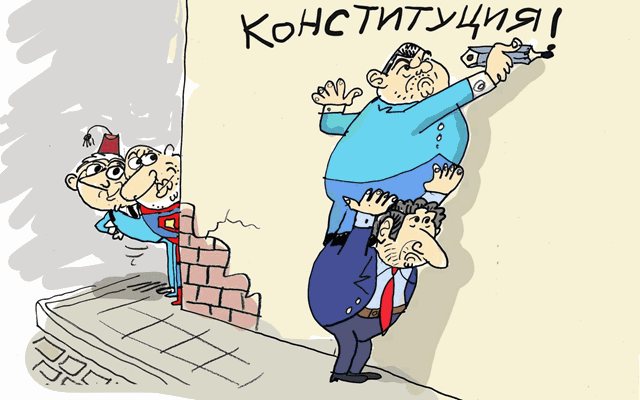 Как Христо Иванов и Пеевски пишат конституция - виж оживялата карикатура на Ивайло Нинов