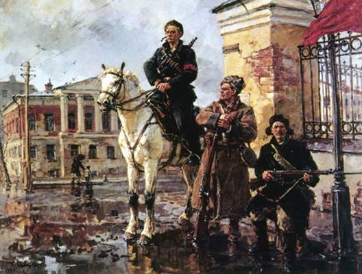 Първите дни на октомврийската революция в Русия - картина на Георги Савицки