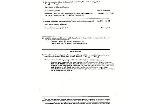 Документът  от август 1968 г., който обявява прекратяването на отношенията с "Кореком" от 1 януари 1968 г.