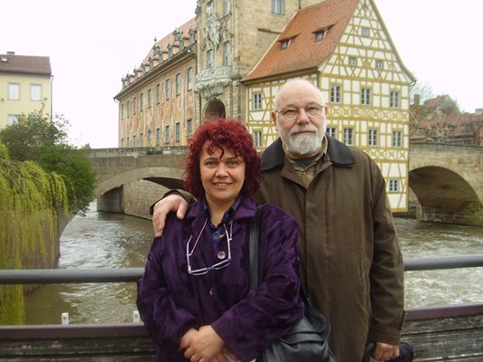 Владо Зарев със съпругата си - поетесата Мирела Иванова, в Бамберг, Бавария