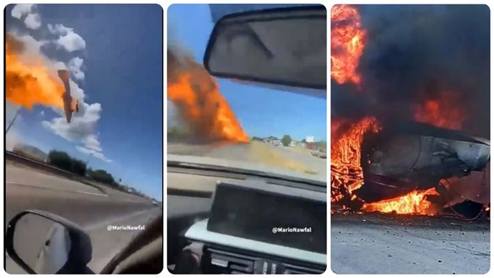 (Видео) Самолет се запали във въздуха, стовари се на главен път