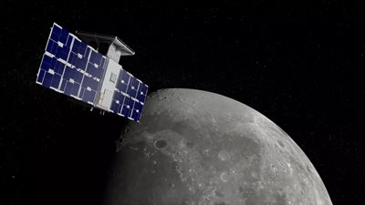 Илюстрацията показва космическия кораб CAPSTONE в почти праволинейна триизмерна орбита (NRHO) около Луната. 
Снимка: НАСА/Advanced Space