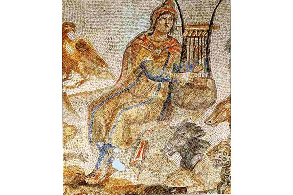 Антична мозайка с изображението на легендарния Орфей