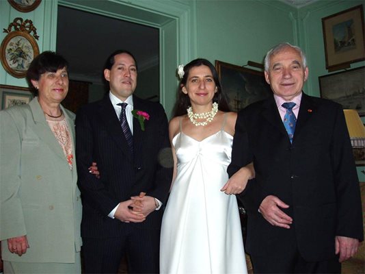 Мария и Желю Желев на сватбата на дъщеря им Станка с колумбиеца Адриан Вела