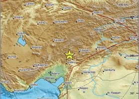Земетресението е с епицентър на 6 км от турския окръг Гьоксун и на 65 км от Кахраманмараш СНИМКА: EMSC
