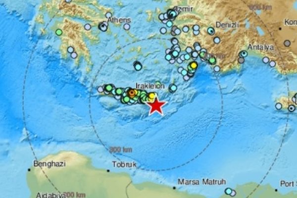 Земетресение 5,8 по Рихтер на остров Крит